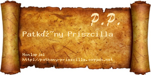 Patkány Priszcilla névjegykártya